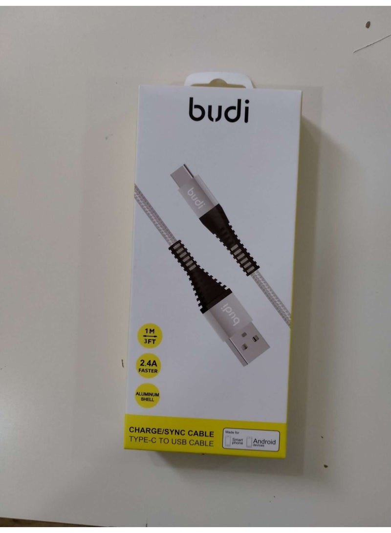 budi كابل شحن/مزامنة نوع C Budi M8J198T-SLV بطول 1م - فضي - Image 2